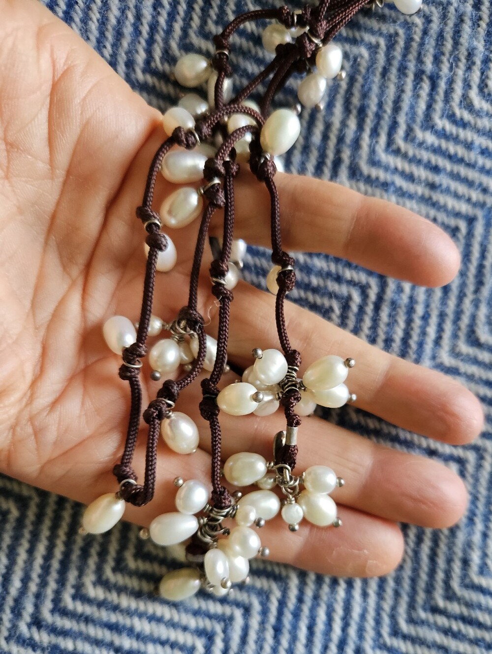 SALE! SILPADA Freshwater Pearl and Silver Necklace on Brown Cord
